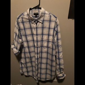 Blue and White Plaid Button Down
